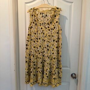 Max Studio- Floral Yellow and Brown Sleeveless Dress